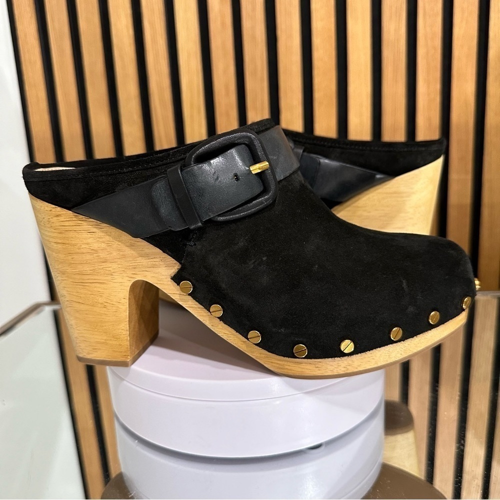 Veronica Beard Dacey Suede Studded Clogs Black Size 8.5 NEW WITHOUT TAGS - Picture 3 of 7